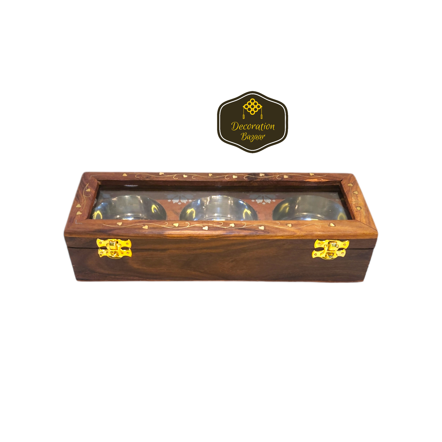 3 S.S. BOWL WOODEN BOX GLASS