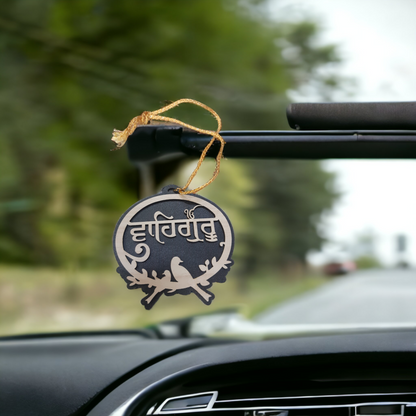 Car Hanging Waheguru with Pigeons