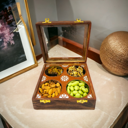 4 S.S.Bowl, Wooden  Box with Glass