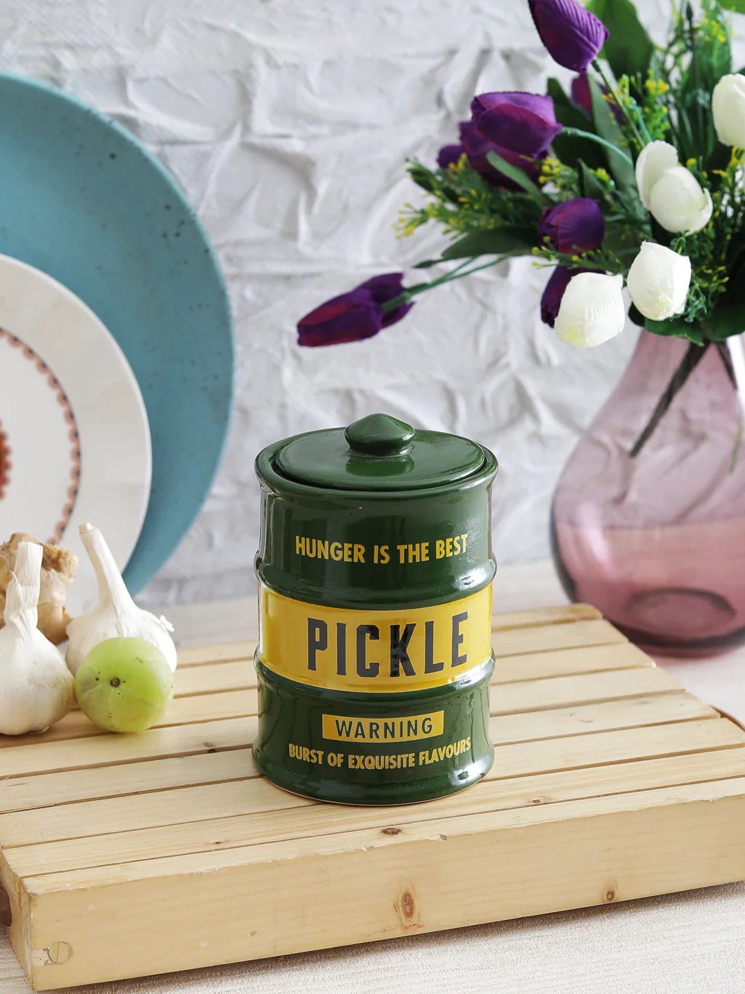 BARREL PICKLE JAR GREEN