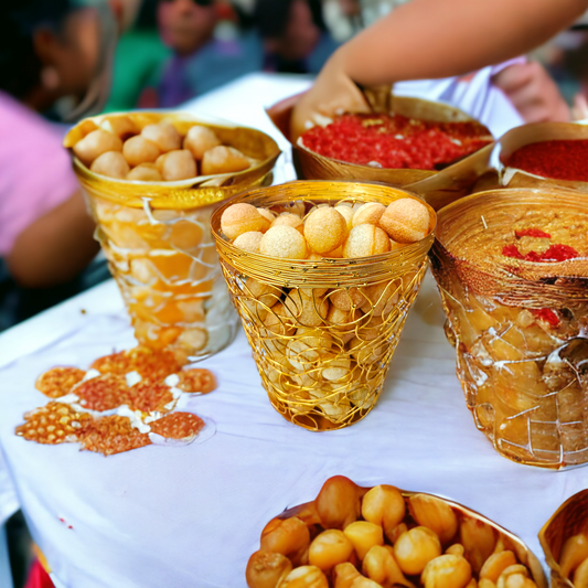 Gol Gappe Basket Golden