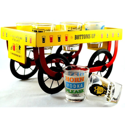 RANGEELA CART WITH GLASS SET OF 6