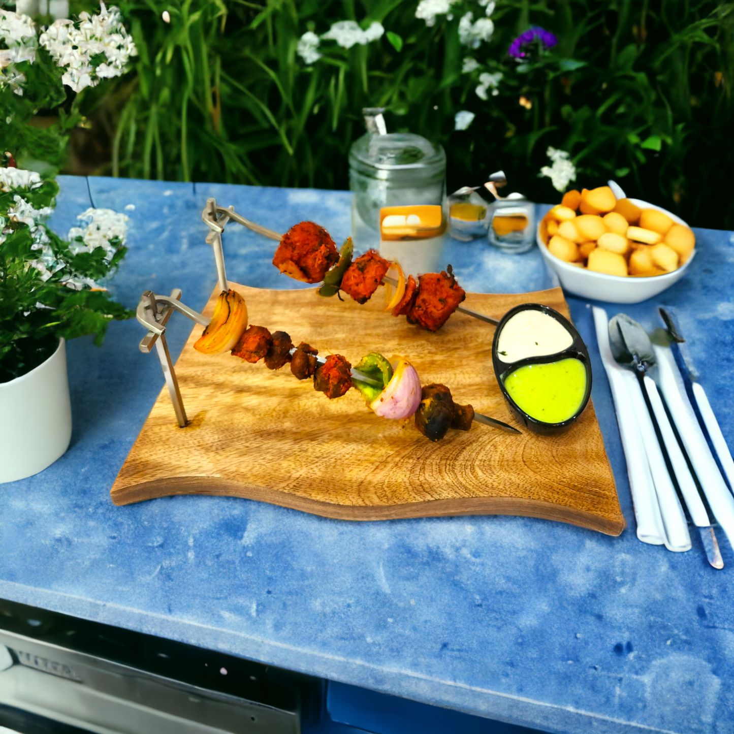 WOODEN SEEKH PLATTER